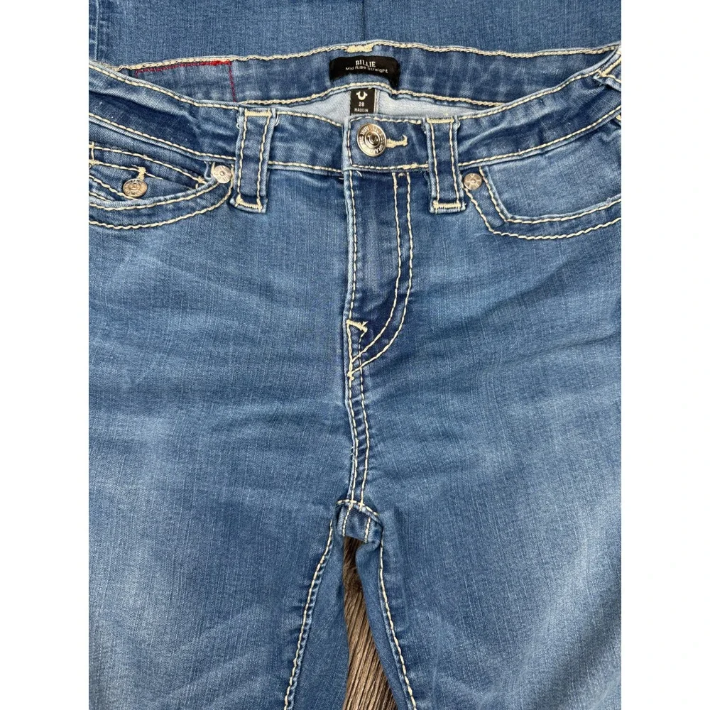 True Religion Women's Billie Big T 28x32 Mid Rise Straight Y2K Denim - Picture 3 of 8